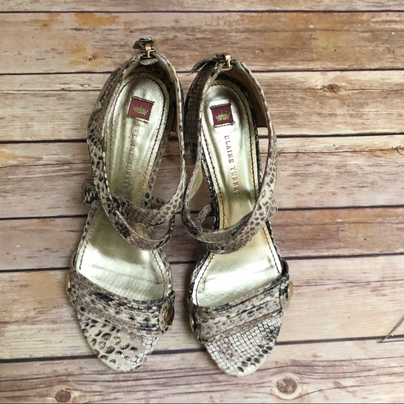 Elaine Turner “Claudia” Python snake print heels - Picture 2 of 8